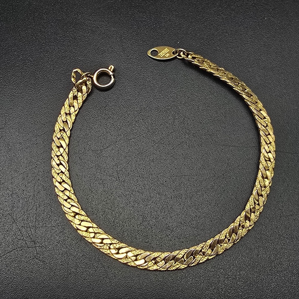 Trifari Gold Tone Flat Chain Bracelet Vintage Costume Jewelry
